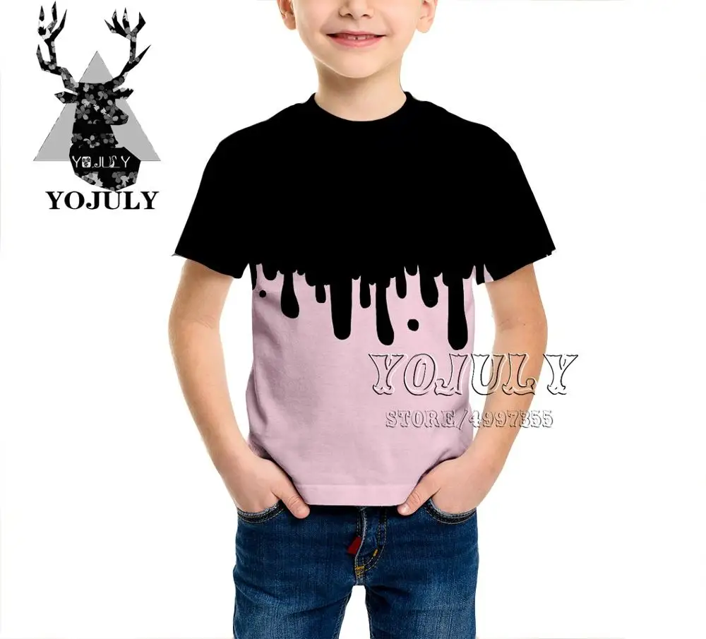 YOJULY/креативная детская одежда для маленьких мальчиков и девочек с 3D-принтом, граффити, художественная краска детская футболка модные футболки Modis A480 - Цвет: 4