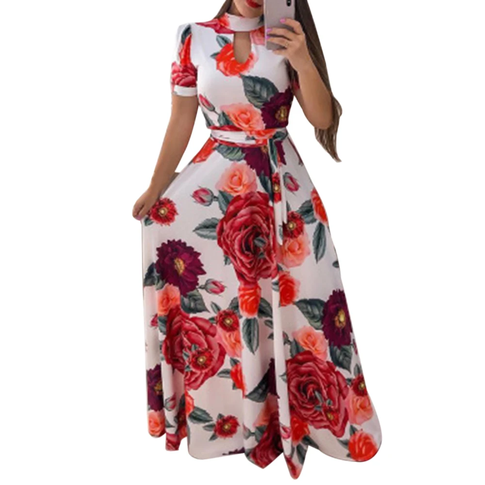 Color 4 LASPERAL/повседневное женское летнее платье с принтом, халат Femme Vestido, Женский пуловер, большие размеры, уличная одежда, длинное Бандажное Платье Макси - Цвет: Color 4