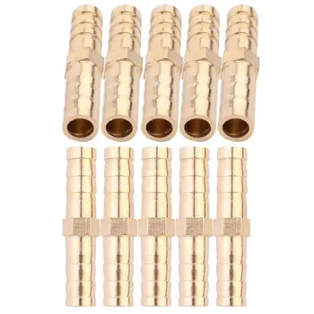 

10pcs 6/8mm Hose Barb Bulkhead Barbed Tube Pipe Fitting Equal Straight Air Gas Brass Barb Fitting Connector Adapter (Golden)