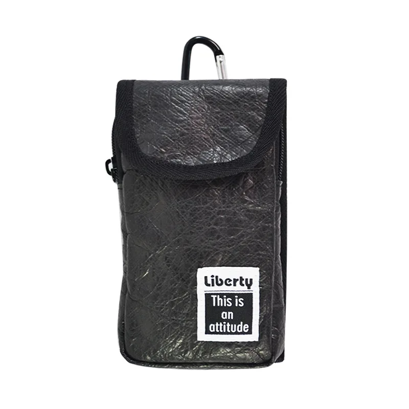 

Manufacturers Customizable Men Phone Bag Washing Rubbing Lines Waterproof DuPont Paper Mobile Phone Bag Carabiner Flip Cell Phon