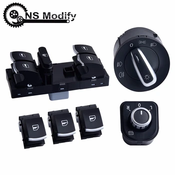 

NS Modify 6pcs/set Mirror Headlight Fog Lamp Window Control Button Switch For VW Jetta Mk5 Golf GTI 5 6 Tiguan Passat B6 B7 CC