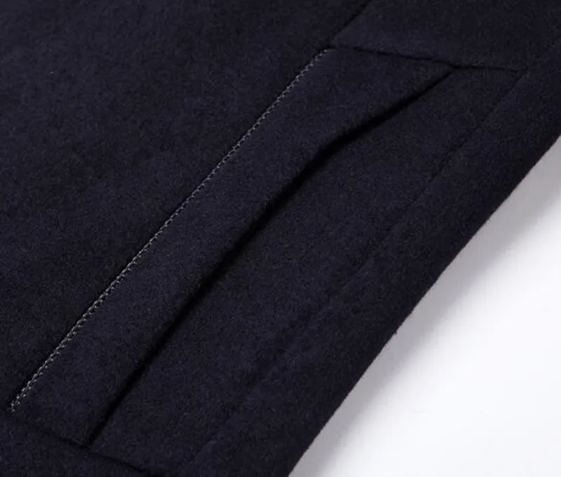 Smart casual осень зима твердые мужские шерстяные пальто с длинным рукавом однобортный стоячий воротник средней длины пальто размера плюс