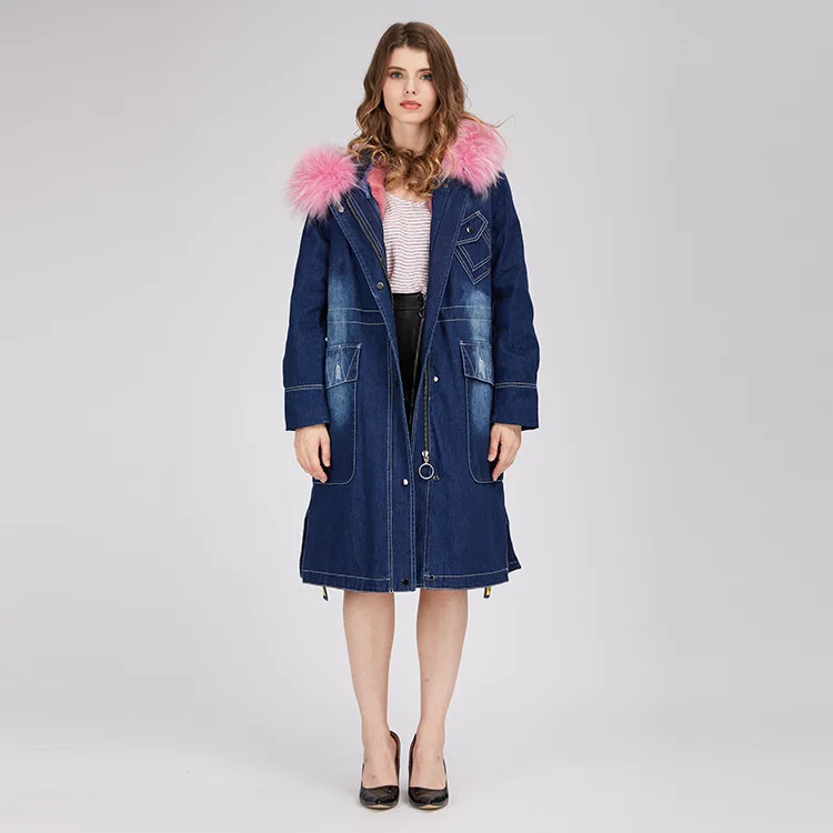 Yiwu New Arrival Removed Raccoon Fur Collar Fox Fur Liner Parka Overcoat Coat For Autumn And Winter Great Fur Coat