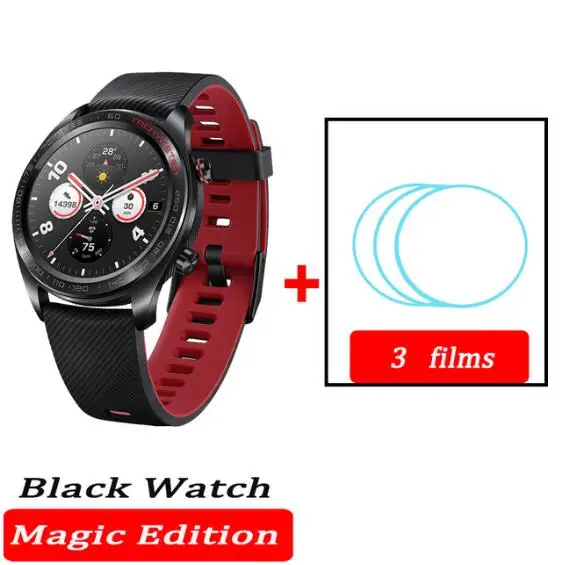Huawei Honor Watch Magic, водонепроницаемые, gps, NFC, для работы, 7 дней, напоминания о сообщениях, пульсометр, трекер сна, экран 1,2 дюйма - Цвет: Black n film