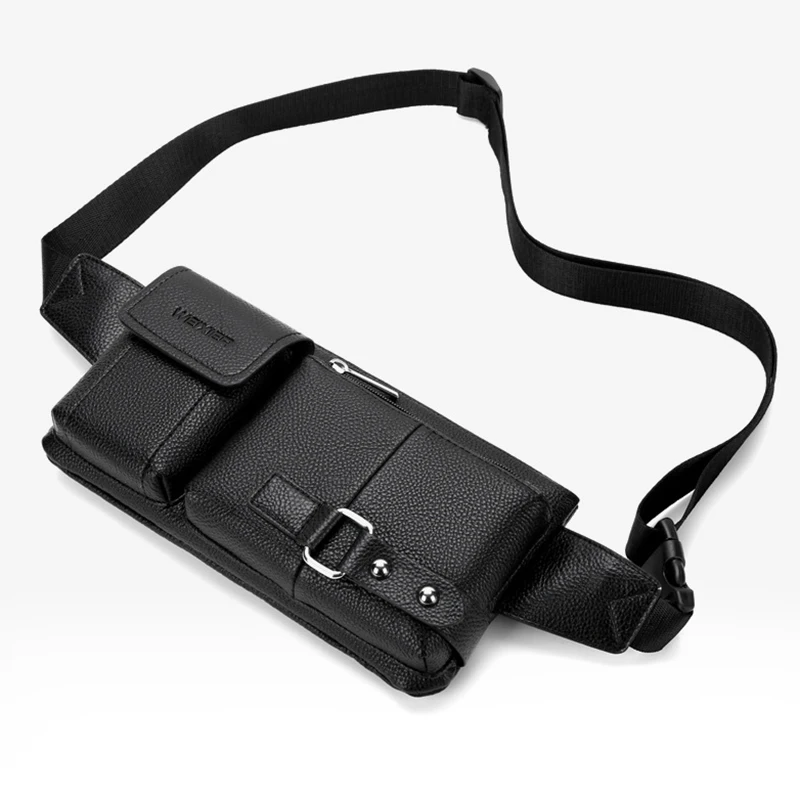 

Men Multi Function Waist Bag PU Crossbody Bags Large Capacity Phone Case Messenger Bags Outdoor Travel Waist Packs Chest Bag