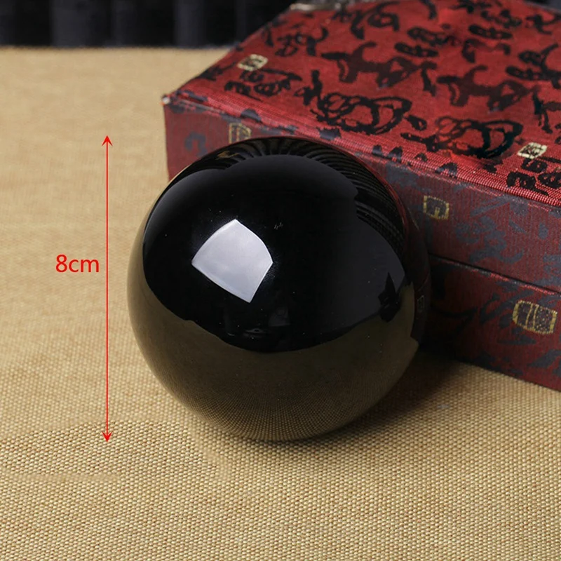 

Hot Sale 80MM Natural Black Obsidian Sphere Large Crystal Ball Healing Stone with Base