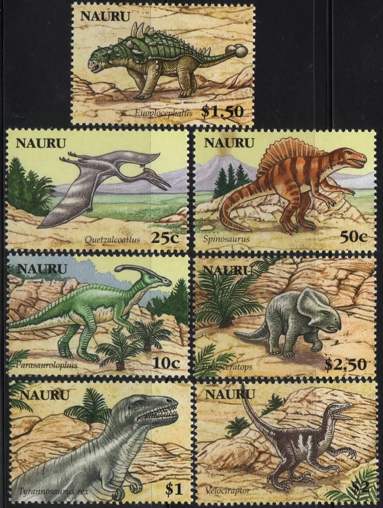 

7Pcs/Set New Nauru Pacific Post Stamp Prehistoric Animal Dinosaur Era Stamps MNH