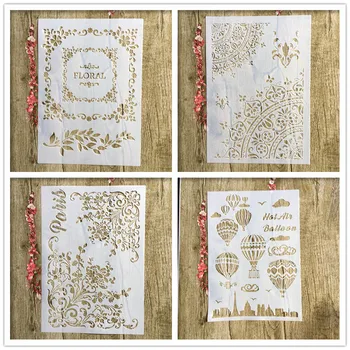 

4 pieces / each batch of A4 flowers DIY craft layered stencil, painting, scrapbook, embossing, embossing album paper stencil