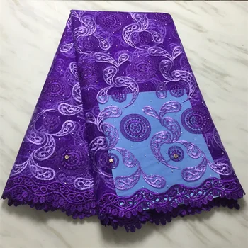 

2020 Latest Nigerian Lace Fabric High Quality Embroidered African Laces Fabric For Wedding Dress French Tulle Lace With Stones