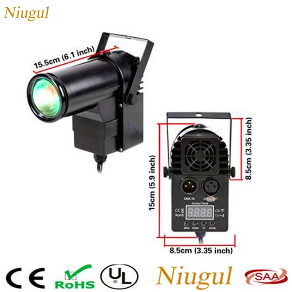 

2pcs 10W Mini DMX512 Stage Light /RGBW 4in1 Disco Beam LED Pinspot Light For DJ Party KTV Mirror Ball Pin Spot Lights Spotlights