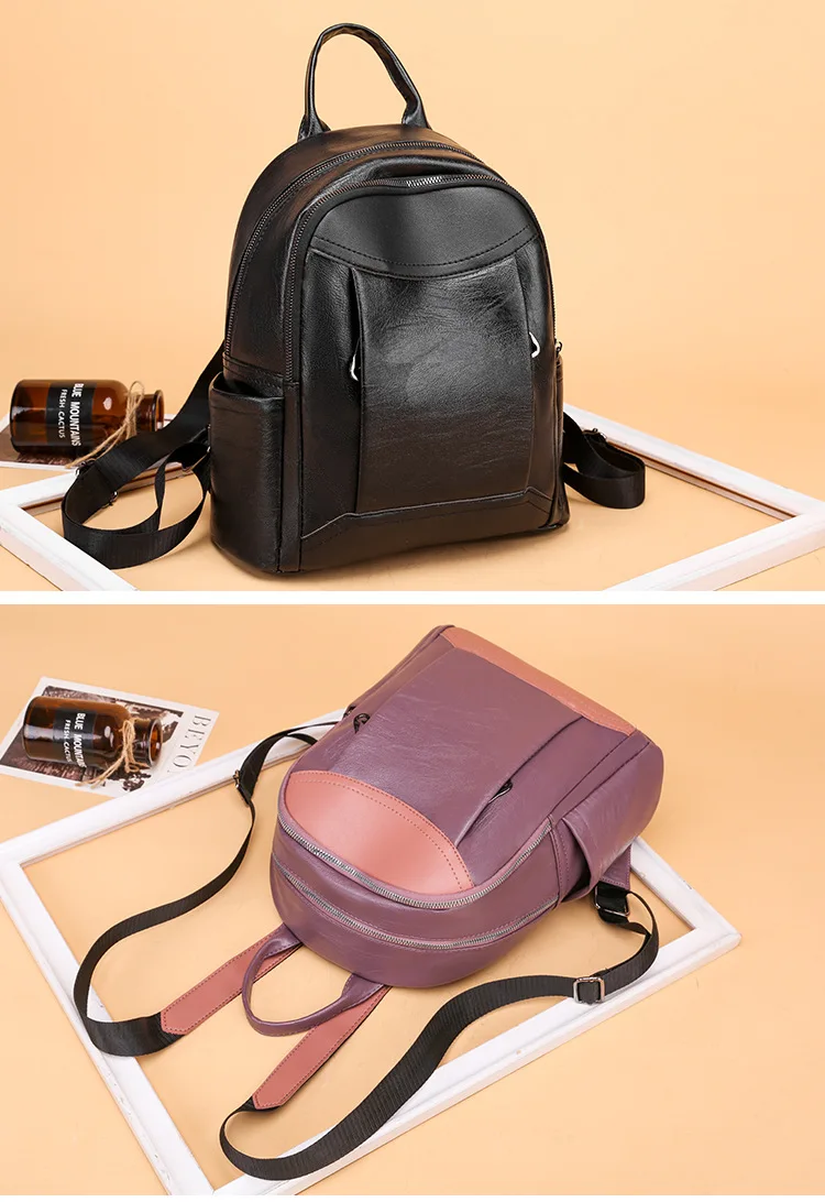 Женские кожаные рюкзаки, Женская дорожная сумка на плечо, высокое качество, маленький рюкзак, рюкзаки для девочек, рюкзак Mochila, черный, XA589H