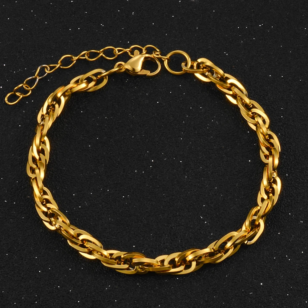 Fashion Stainless Steel Twisted Bracelet Men And Women Hip Hop Jewelry stainless steel bracelets stainless steel jewelry