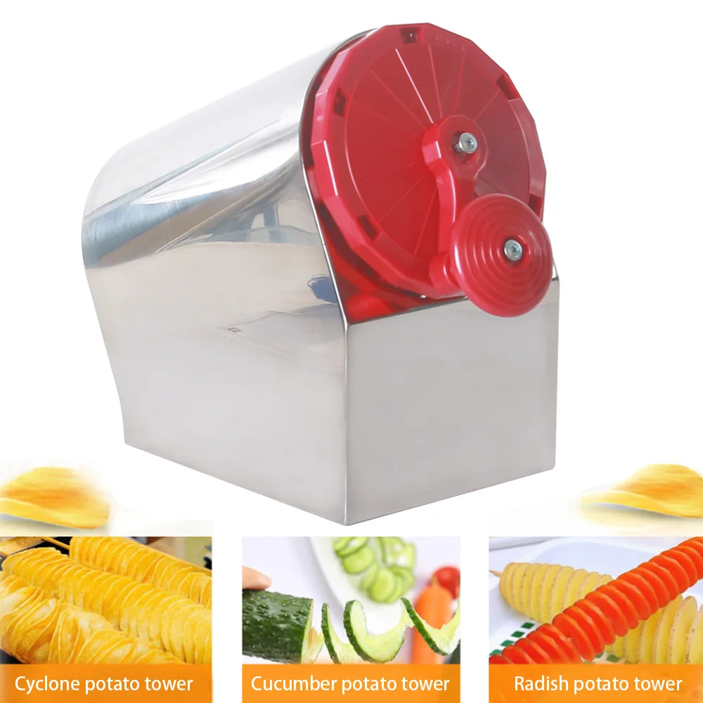 Twisted Potato Chipper Fried Machine Potato Tower Cooking Steel 3 Blades Manual Spiral Spiral Shape Vegetable Food Processor