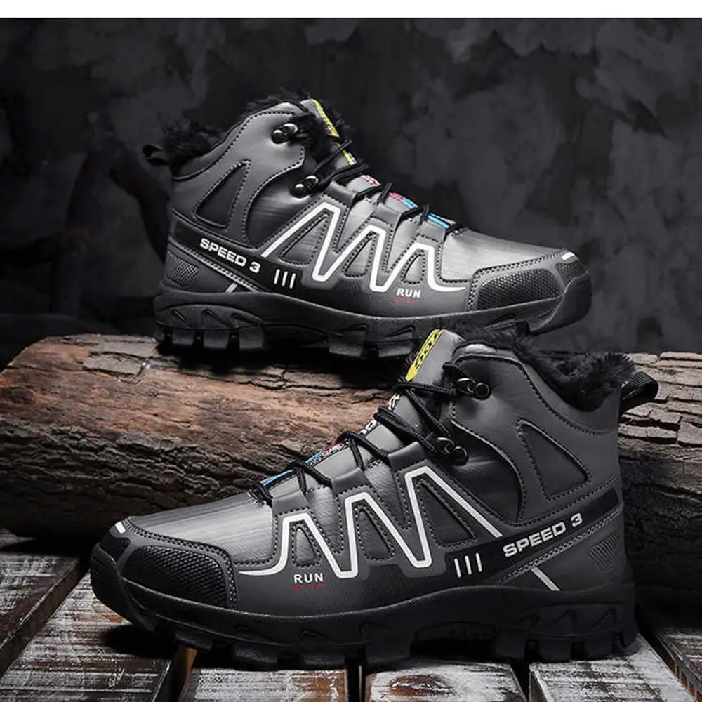 Высококачественные Брендовые мужские зимние ботинки Плюшевые Теплые