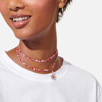 

SPRINKLE CHOKER ALL WRAPPED UP PEPPERMINT beaded necklace women bohemian bobo long necklace