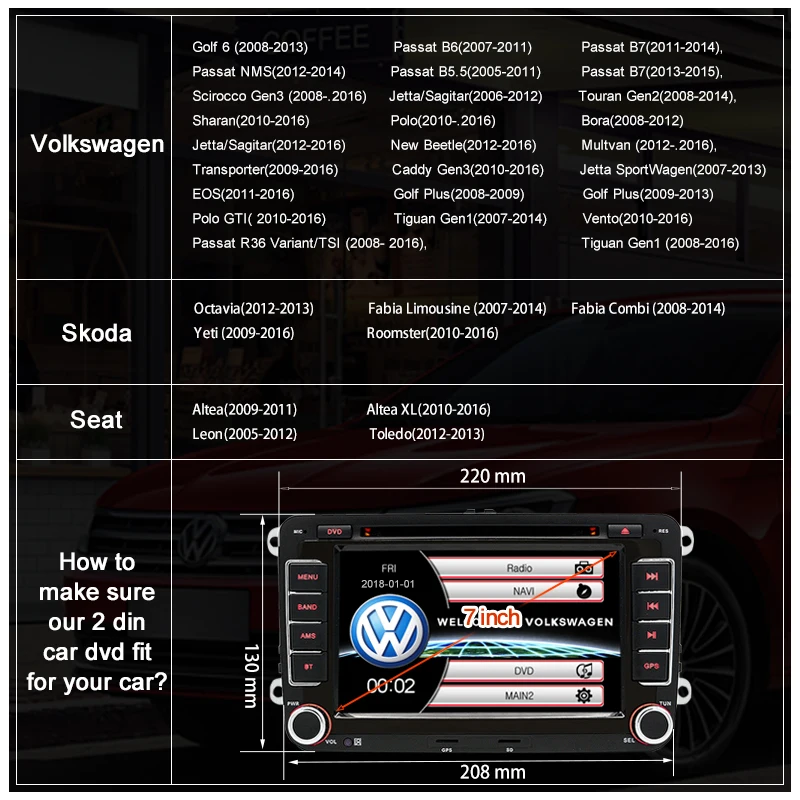 Awesafe 2 DIN 7 дюймов автомобиля Радио для Volkswagen VW Гольф 6 Touran Passat B7 Sharan Lavida поло с Navi GPS карты dvd-плеер