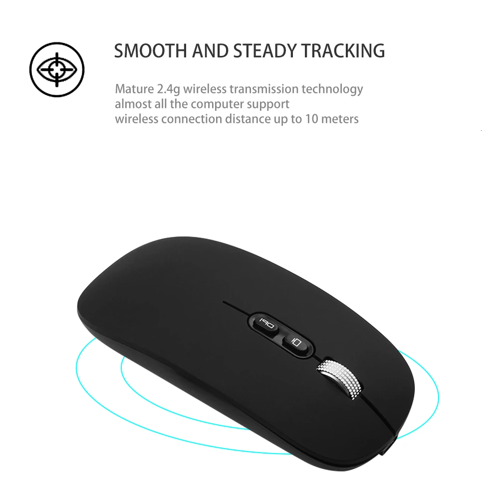 CHUYI Wireless Slim Rechargeable Mouse Portable Silent Optical 2.4G Ultra-thin Mause 1600 DPI Computer Office Mice For Laptop