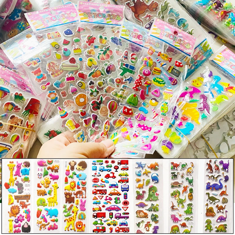 Randomly Kids Creative Sticker 10 Sheets 3d Puffy Bulk Stickers For Girls Boys Scrapbooking