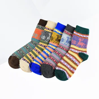

5 Pairs Mid Stockings Breathable Anti-wear Sweat Absorb Ankle Highs Socks Rabbit Wool Socks Winter Socks for Christmas