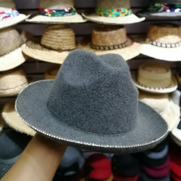 01911-baoliu-chain Good quality wool lady fedoras cap women panama jazz hat