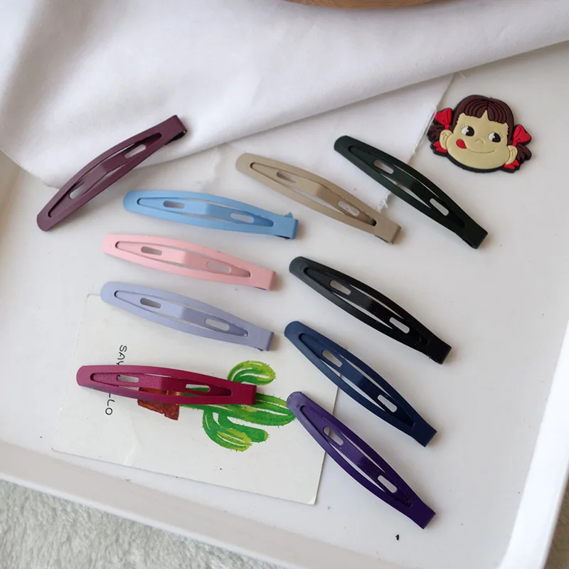 black hair clips 10 Pcs/set Korean Simple Colorful Metal Paint Frosted BB Clip Headwear Sweet Fashion Girl Women's Hairpins Hair Accessories big hair clips