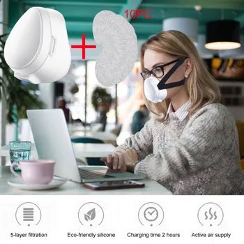 

10PCS Filter Smart Electric Dustproof Face Mask Anti-Fog Air Purification Respirator Automatic Fresh Sports Repeated Use