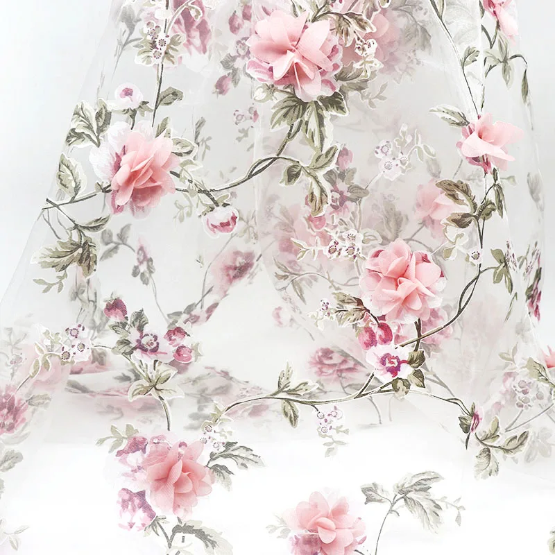 90*140cm Organza Fabric Soluble Shabby Lace Dress Wedding Flower Fabric Embroidered Diy Handmade Sewing Supplies Crafts lace fabric lace sewing supplies lace sewing accessories