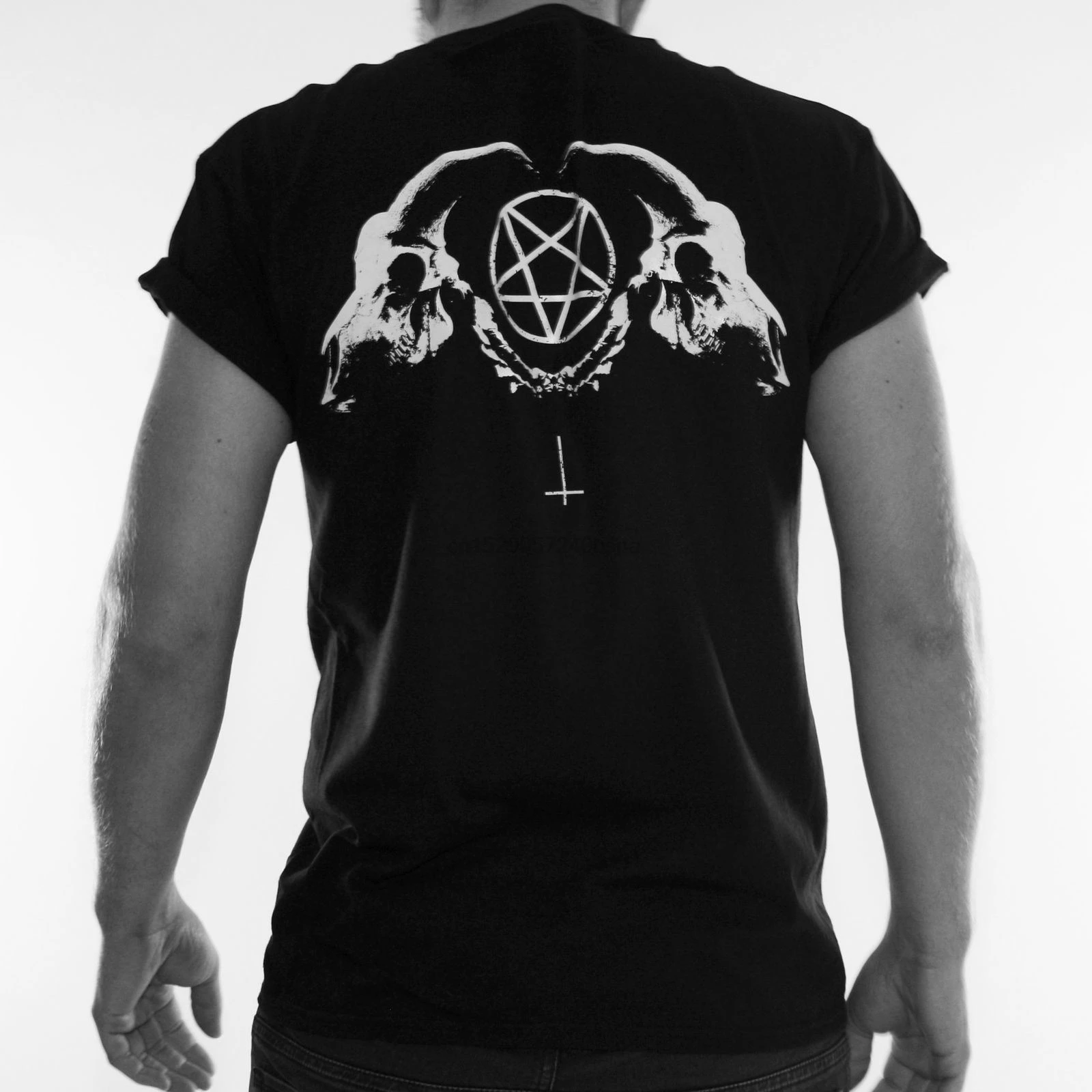Сатаническая ram череп футболка LEVIATHAN CROSS GOTH панк эмо фестиваль пастельных мертвых