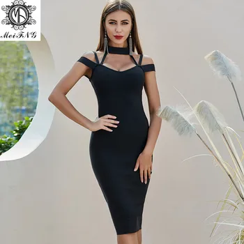 

Noble Bandage Dress Stock Black Tight Suspenders Halter Party Dress Car Model Banquet Ladies