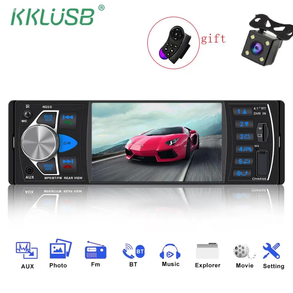 Автомагнитола 1 din 4022d Авто Аудио Стерео FM Bluetooth 2 0 Камера заднего вида usb aux рулевое