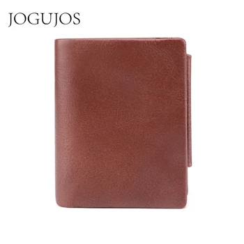 

JOGUJOS Cow Leather RFID Wallet Genuine Leather Men Wallet Credit Card Wallet Men Vintage Trifold Wallet Zipper&Hasp Coin purse