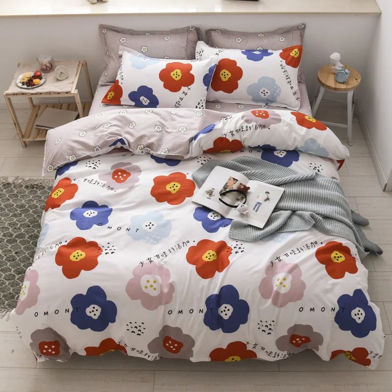 Fruit Printing 4pcs Kid Bed Cover Set Cartoon Duvet Cover Breathable Bed Sheets and Pillowcases Comforter Bedding Set Full Sizes