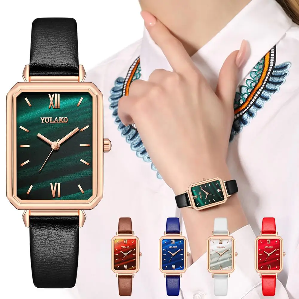 

Rose Gold Rectangle Women Watches Luxury Brand Retro Roman Numeral Thin Watch Waterproof Ladies Watches Square Small Dial Clocks