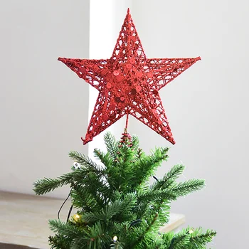 

2PCS Anise Star Christmas Tree Topper Star Treetop Decor For Home Party Five-Pointed Star Christmas Tree Decoration