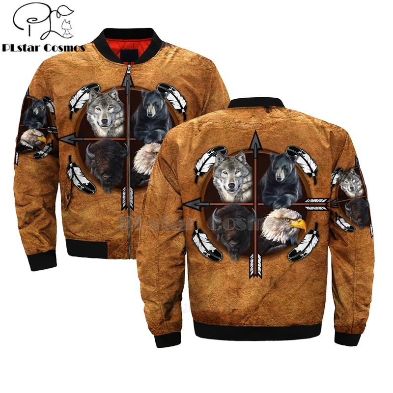

Native Indian wolf lion tiger 3D Men's bomber jackets Hoodie Men Women New Fashion Zipper Hooded Long Sleeve Pullover Style-11