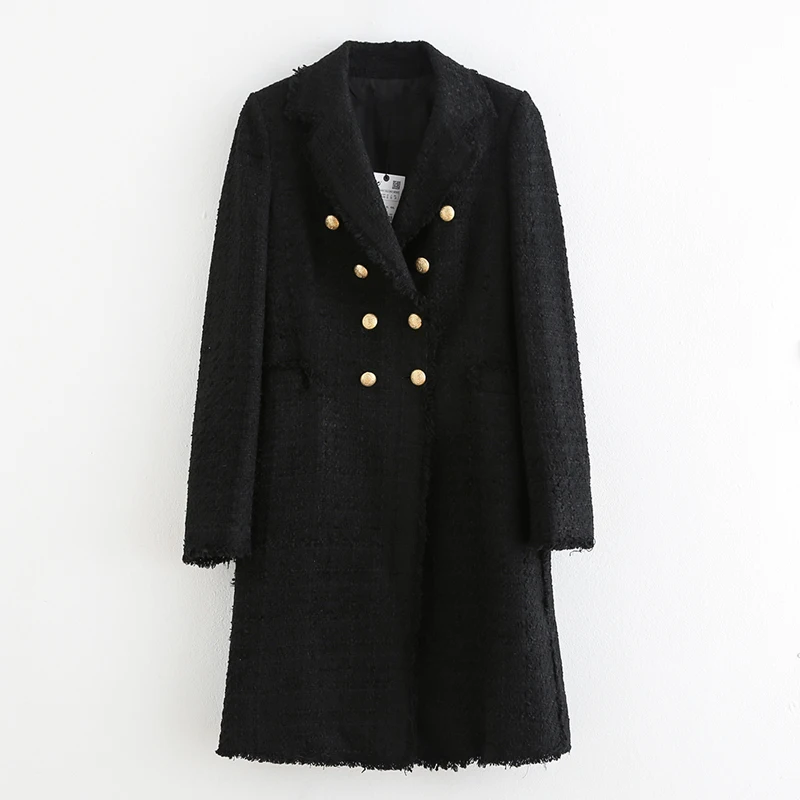 ZOEPO двубортные шерстяные пальто для женщин модные однотонные куртки с отложным воротником женские элегантные пальто с длинным рукавом для женщин