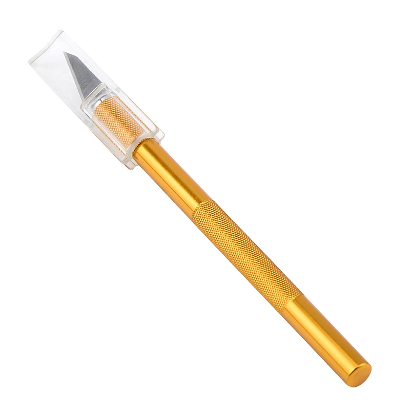 Cutting Tool JCD Non-Slip Gold Metal Scalpel Knife Tools Kit + 5pcs Blades Mobile Phone PCB DIY Repair Hand Tools