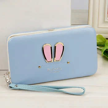 

Wallet Women's Rabbit Ears Zipper Pencil Case Wallet Ms. Lunch Box Style Purse Mobile Phone Bags Portemonnee