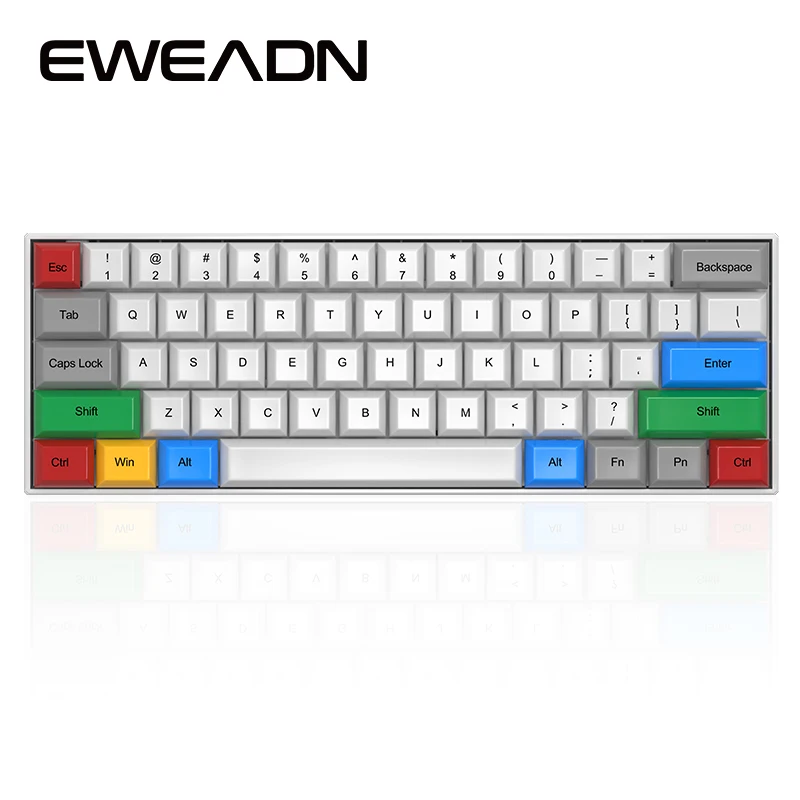 

EWEADN 61 Keys Mini Rechargeable Mechanical Colour Keyboard 5.0 Bluetooth Wireless/Wired Dual Mode for PC Computer Laptop Mac