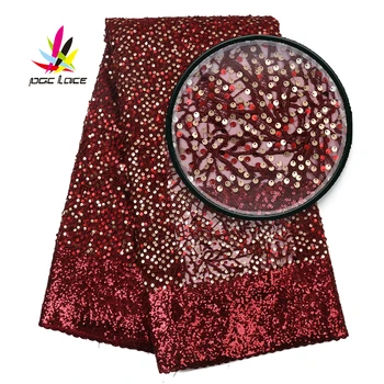 

Popular African Embroidered Lace Fabric With Sequins 2019 Hot High Quality Nigerian French Mesh Lace Fabric For Dress AMY3055B
