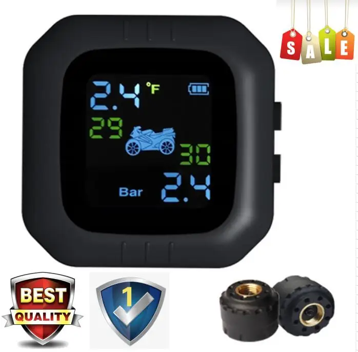 OBEST Motorrad TPMS Reifendrucküberwachung - 2 Externe Sensoren LCD Display