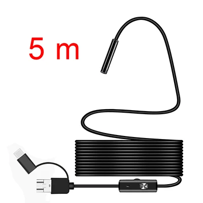 1 м/2 м/5 м 5,5 мм/7 мм/8 мм водонепроницаемый USB эндоскоп трубка с камерой эндоскоп видео c бороскопа инспекции для Android смартфонов ПК - Цвет: 5m