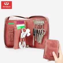 Ключ чехол-бумажник с отделением для карт чехол водительское удостоверение Один мужские 2-в-1 короткие молнии кожаная женская многофункциональный кошелек ASBD023