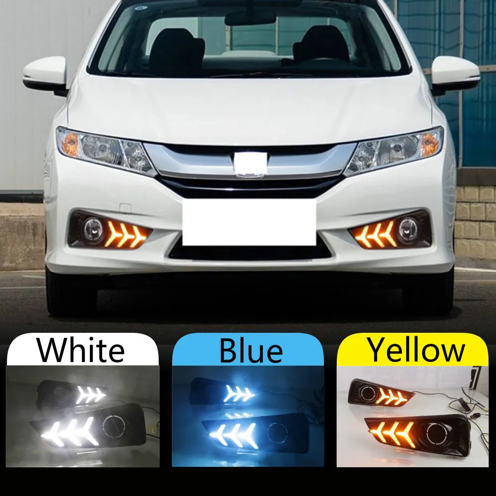 1 пара для Honda City Grace 2015 2016 2017 Светодиодный дневной ходовой светильник желтое реле