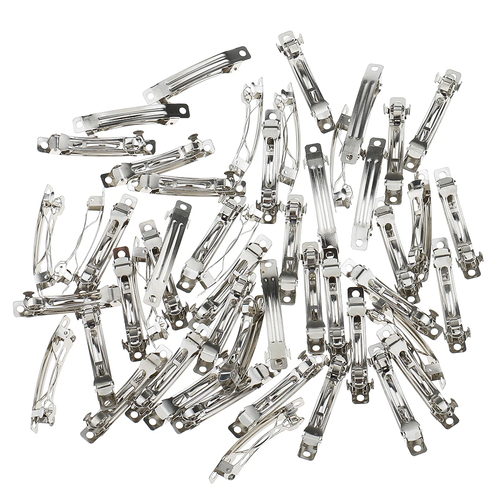 50Pcs 50mm + 50x 78mm Blank French Barrette Hair Clips for Bows Craft Metal