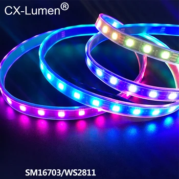 

LED strip lights RGB 12V 5050 magic light belt WS2811 Full color light belt Running water outdoor waterproof colorful light belt