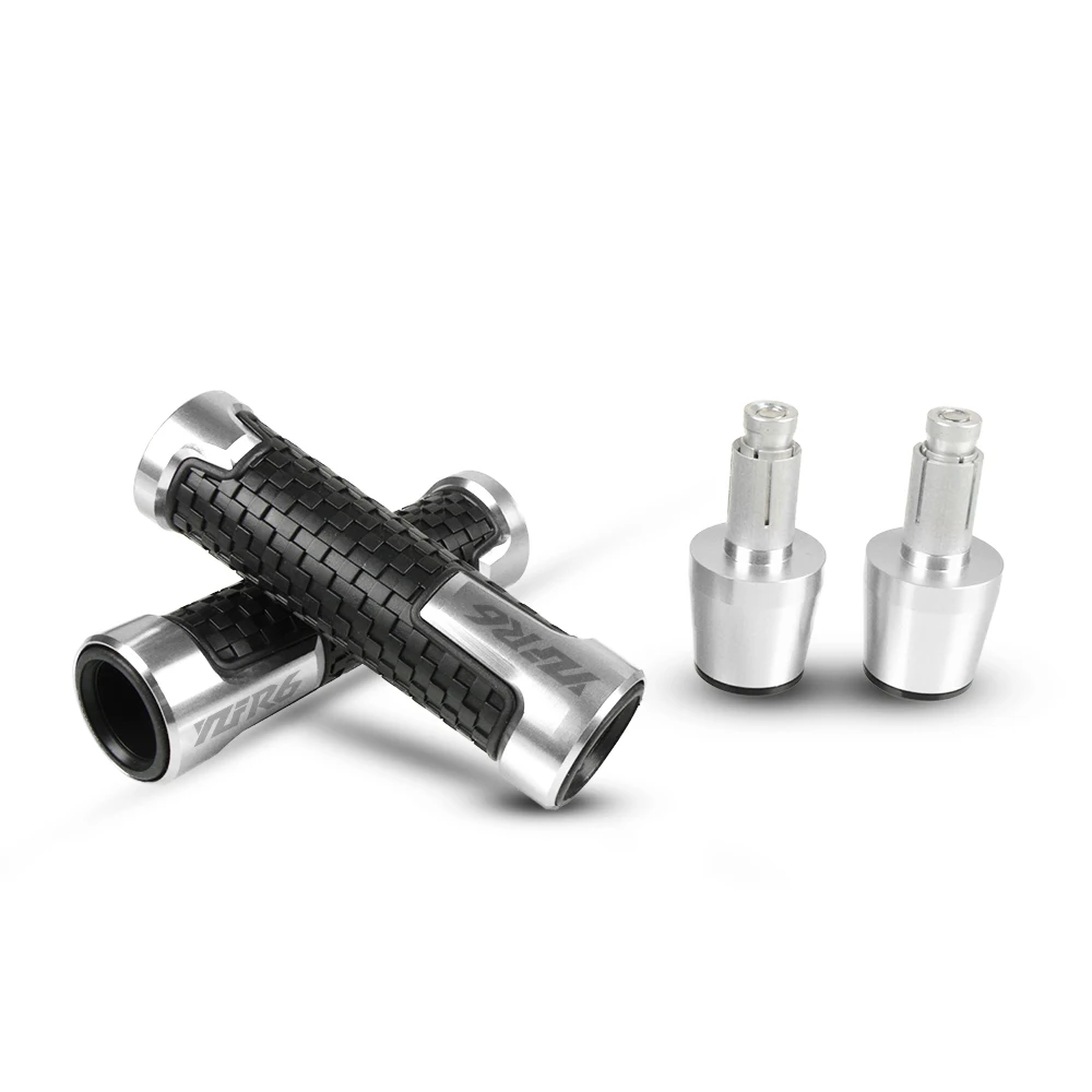 

7/8"22mm CNC Motorcycle Accessories Handlebar Grips Handle Bar Hand Bar End Plug Hand Grips Rubber FOR YAMAHA YZF R6 With LOGO