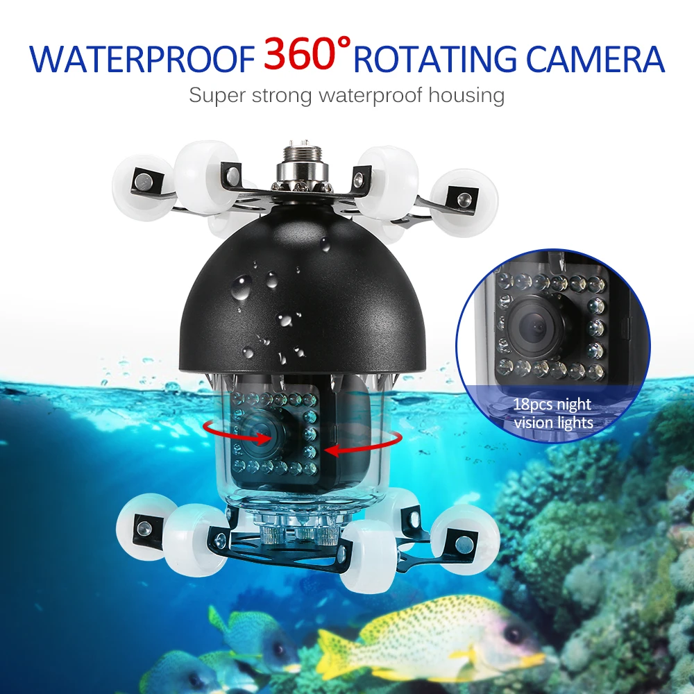 

Hot New 20M Pipe Sewer Inspection Camera Fish Finder Waterproof 360 Degree Rotating 7" Screen 18 Night Vision with Guide Wheel