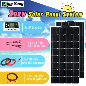 

Complete Grid Tied Solar Photovoltaic System 2pcs 100w Kit On-Grid Solar Systems For Home Paneles Solares