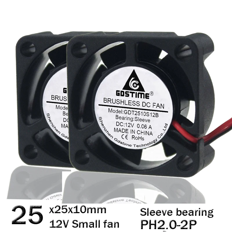 

Gdstime 5 pcs 25mm x 25mm x 10mm DC 12V fan Brushless Small Cooling Cooler Fan for PC Chipset VGA Video